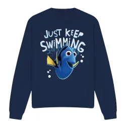 Unisex Finding Nemo Dory Just Keep Swimming Sweatshirt Navy Size: Medium - Navy - Size: M