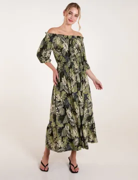 Bardot Elasticated Maxi Dress - L/XL / MULTI - female - Blue Vanilla - FashionsVida