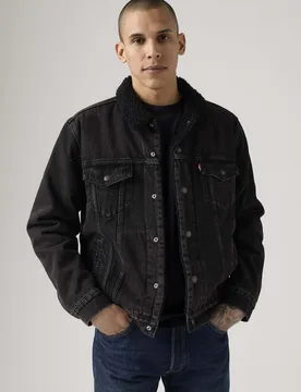 Lined Denim Trucker Jacket Black male - Levi's - FashionsVida