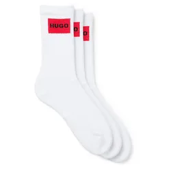 Hugo Chaussettes Label 10267340 Red 3 Paires White EU 43-46
