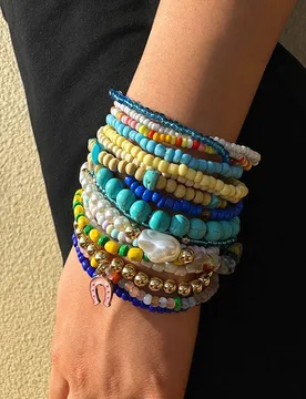Women's Colorful Summer Seed Bead & Turquoise Bracelet - Multicolor - Size: One Size - PEACH ACCESSORIES - FashionsVida