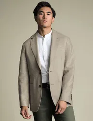 Slim Fit Cotton Linen Blend Jacket Stone male