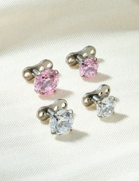 Pieza Ancla dermal con forma de corazón de circonita cúbica de titanio, joyería de perforación de piel, parte superior e inferior, perforación de - Shein - FashionsVida