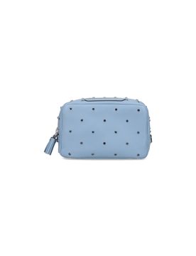 Sheep Leather Crossbody Bag with Contrast Fabric Panels