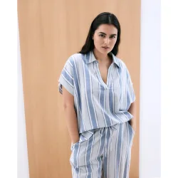 Camisola de mujer de rayas de manga corta