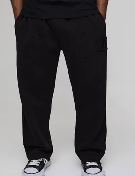 Men's Plus Baggy Raw Edge Applique Dollar Jogger Black Size 2X-Large Black 2XL - boohooMAN - FashionsVida
