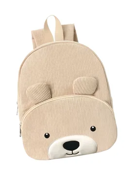 B Corduroy Backpack With Bear Detail Generous Storage Space School Bag Casual Daypack for Student and Teens - Aliexpress - FashionsVida