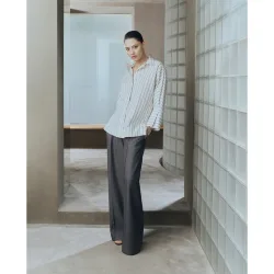 Camisa popelín de mujer botón dorado