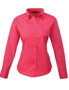 Womens/ladies Long-Sleeved Shirt (Hot Pink) - Size 26 Uk - Premier - FashionsVida