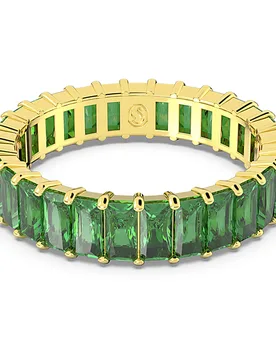 Anello Matrix, Taglio baguette, Verde, Finitura oro 18K 50 - Swarovski - FashionsVida