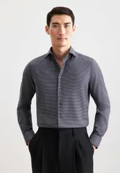 Slim Business Hemd Pepita Grau 40