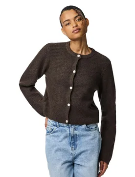 Cardigan Silly O-neck Knit Hot Fudge / Melange L - Pieces - FashionsVida