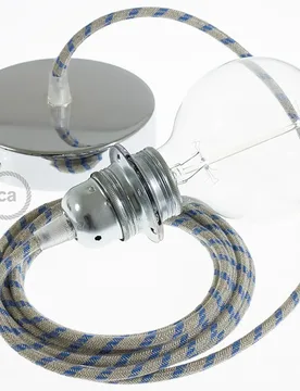 Cables Lampe Suspendue Pendel Pour Abat-jour Rd55 Stripes 50 Cm Steward Blue / Chrome Plated One Size - Creative - FashionsVida
