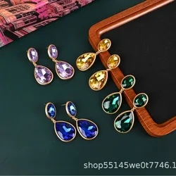 Retro style earrings acrylic colored treasure beautiful temperament retro style exaggerated earrings geometric water drop