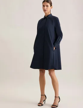 Hemdblusenkleid mit Stretchanteil in A- Linie Blau 40 - Seidensticker.com - FashionsVida