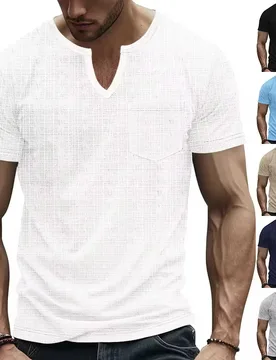 American Summer Men's T-shirt Hemp Joint Loose Breathable Sports Leisure V-neck Design Short Sleeve - Aliexpress - FashionsVida