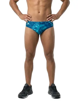 Khaki Tie Dye Swimming Brief Navy L Men - TURBO - FashionsVida