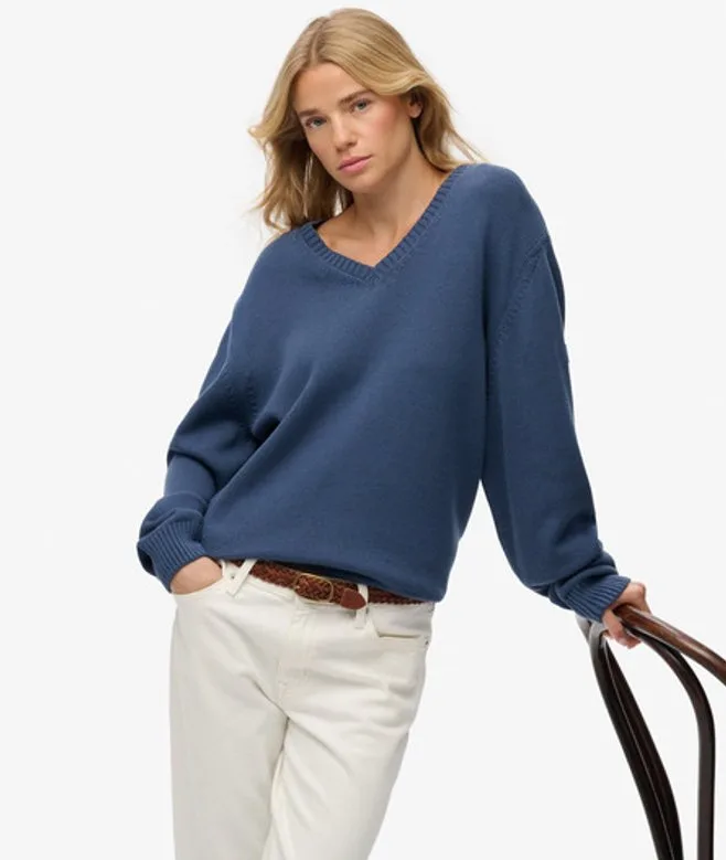 Superdry Damen OverGrößed Pullover mit V-ausschnitt Blue - Größe: 40 - 64.99 - FashionsVida
