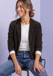 Blazer aus Cord mit Reverskragen und Knöpfen female Braun