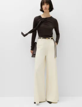 Tie Neck Fastening Top Bitter Chocolate female - M&S - FashionsVida