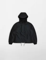 String Waterproof Hooded Cropped Jacket Black female