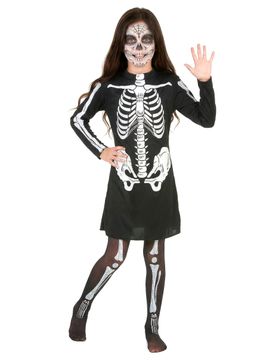 Halloween-Kostüm Skelettmädchen schwarz-weiss