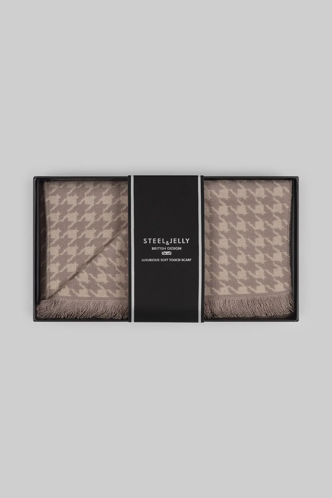Mens Houndstooth Design Boxed Scarf - - Size: ONESIZE - Steel & Jelly - FashionsVida
