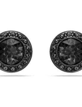 Orecchini a lobo Una Angelic, Taglio Round, Neri, Placcato rutenio OS - Swarovski - FashionsVida