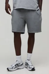Herren Essential Gewaschene Entspannte Passform Kurze Hose Washed Grey Größe Medium
