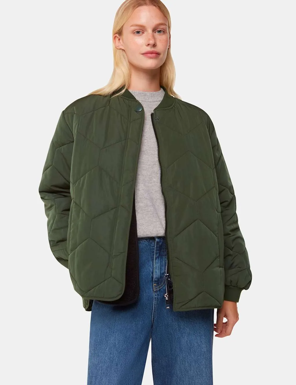 Ida Quilted Padded Coat Khaki female - Whistles - FashionsVida