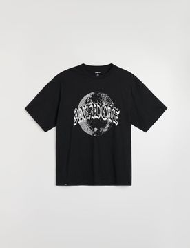T-shirt in cotone loose fit con motivo luna - nero