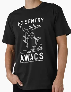 E-3 Sentry AWACS Early Warning Aircraft Plane Blueprints T Shirt 100% cotton Short Sleeve Graphic Clothes All size tee S-6XL - Aliexpress - FashionsVida