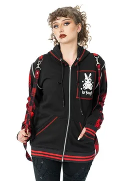 Gothic Kapuzenjacke - LB Cursed Bunny Hood - XS bis 3XL - für Damen - Größe 3XL - schwarz/rot - Frauen - female - Luv Bunny - FashionsVida