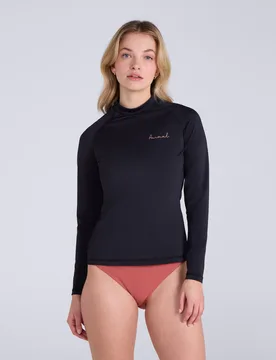 Lillie Womens Long Sleeve Rash Vest - Black - Black - Size: 12 - Animal - FashionsVida
