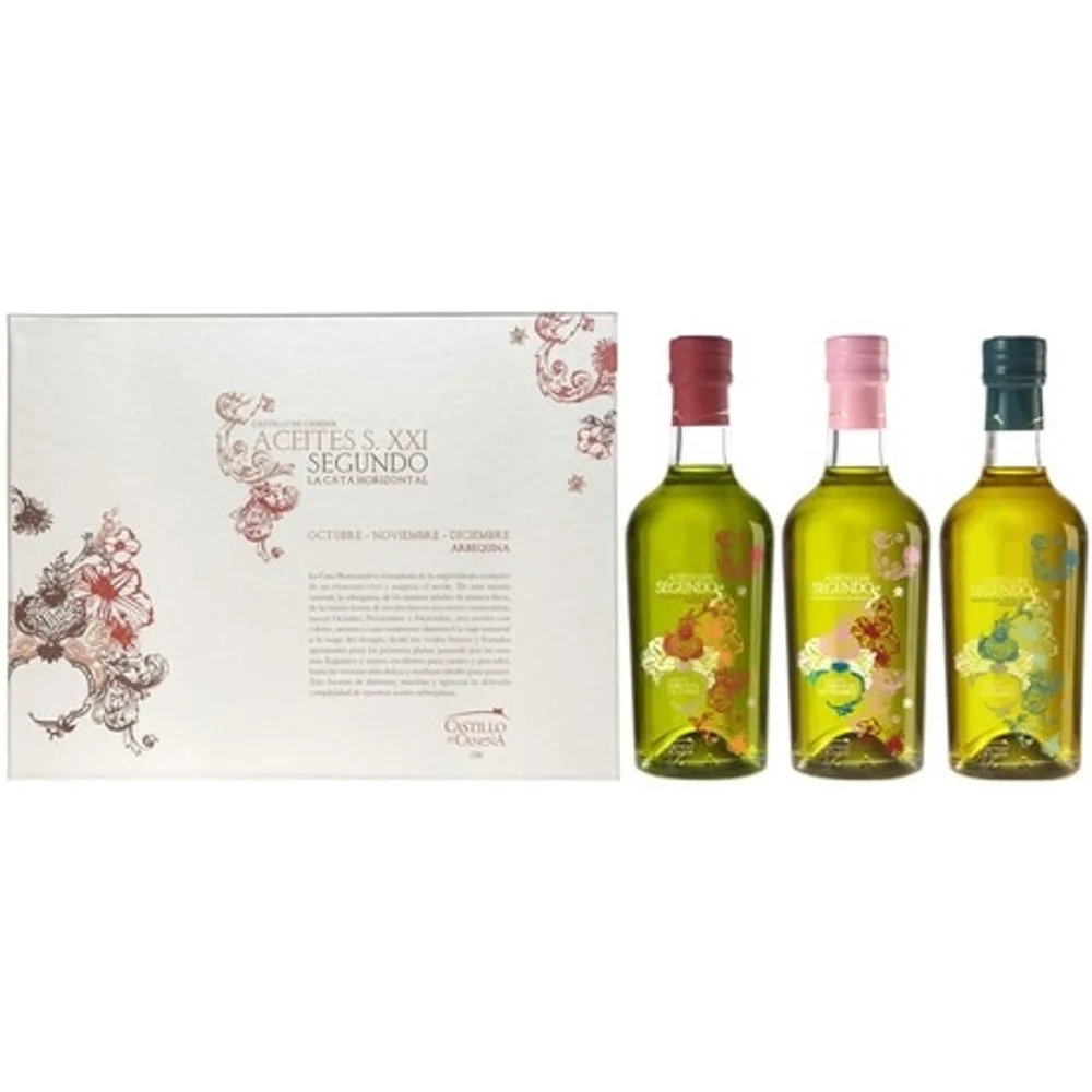 Estuche aceites de oliva virgen extra cata horizontal Arbequina - Castillo de Canena - FashionsVida