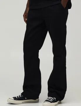 Mens Relaxed Fit Half And Cargo Embroidered Trousers - Black Cotton - Size 4xl - boohooMAN - FashionsVida