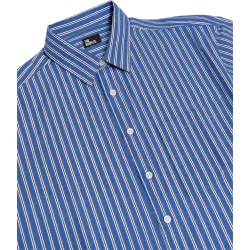 Camisa de mujer de algodón a rayas, de corte corto