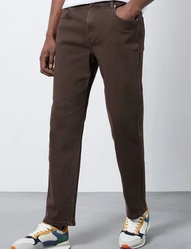 Men's Chocolate Straight Fit Jeans Size: 36R - Chocolate - Size: 36R - Burton - FashionsVida