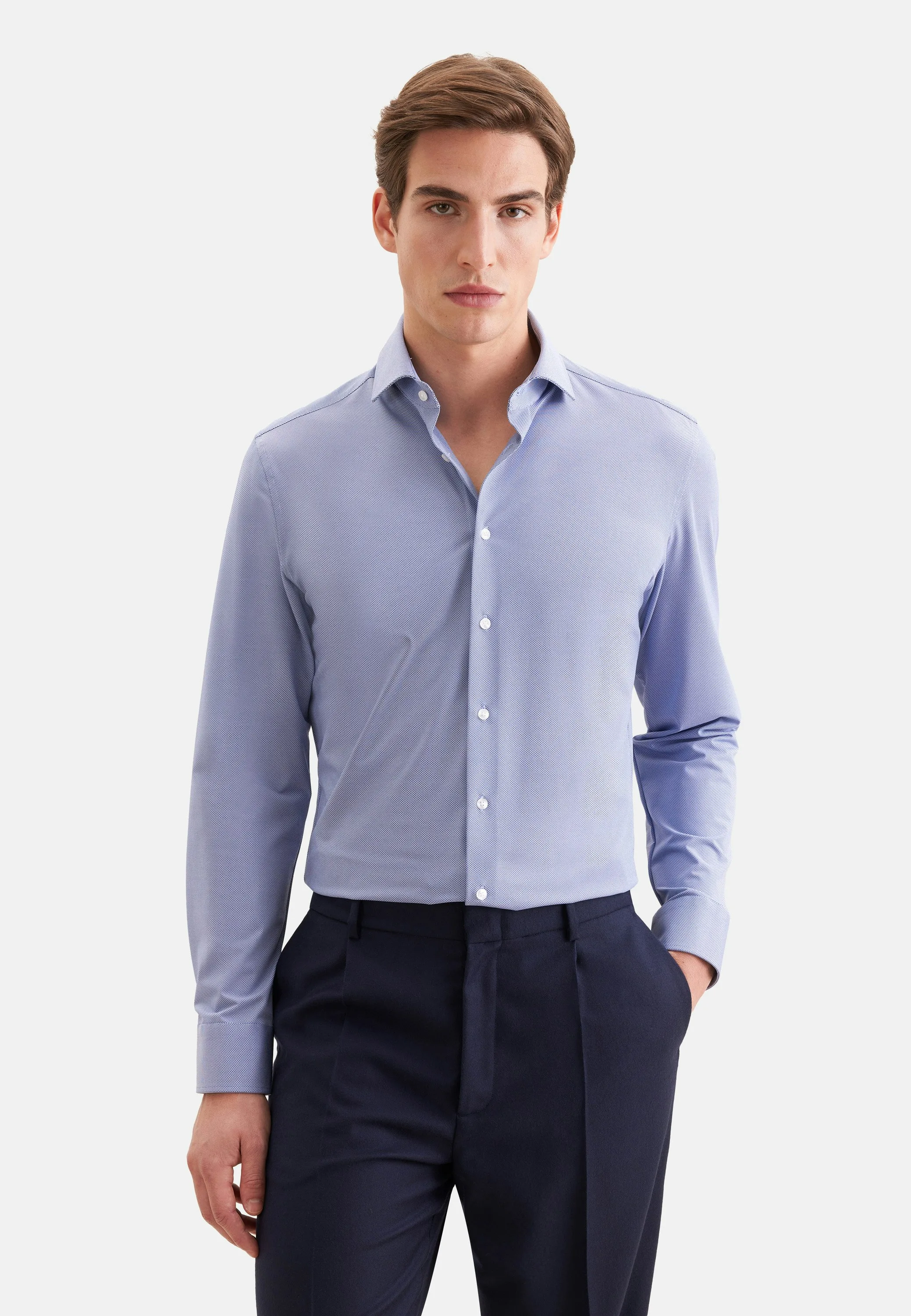 Slim Performance-Hemd Struktur Blau 38 - Seidensticker - FashionsVida