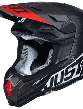Casco Moto Cross Enduro in Fibra J22 Flagman Rosso Ner taglia XS - JUST1 - FashionsVida