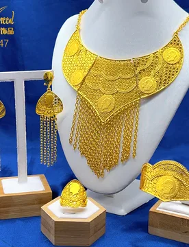 ANIID New Dubai Gold Color Coin Tassel Necklace Bracelet Jewelry Sets For Women African Ethiopian Bridal Wedding Luxury Gifts - Aliexpress - FashionsVida