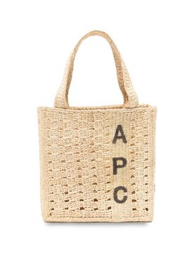 A. p.c. Mini Raffia Bag with Embroidered Logo - 22 cm x 21.5 cm