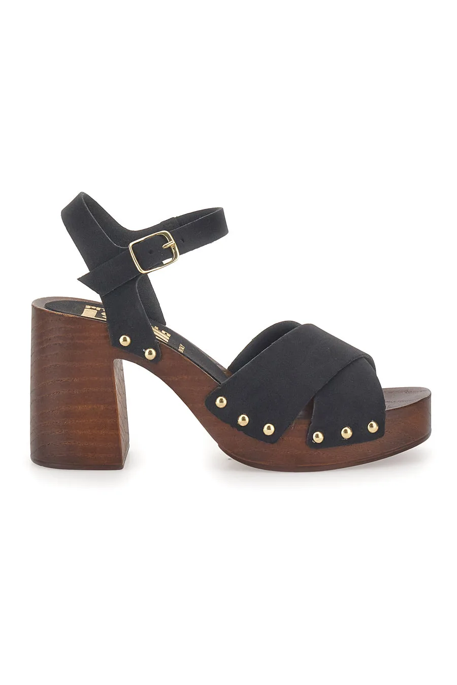 Sandali neri con tacco largo e borchiette 9086 39 - PITTARELLO LOVE - FashionsVida