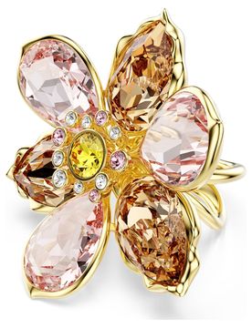 Anello con motivo Idyllia, Taglio misto, Fiore, Multicolore, Finitura oro 18K 50