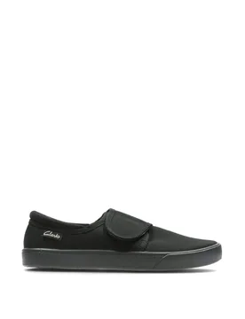 Kids' Canvas Riptape Plimsolls (7 Small - 5½ Large) Black male - Clarks - FashionsVida