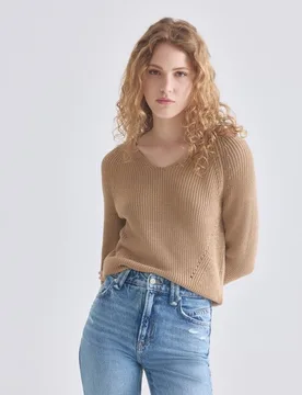 Jersey de manga larga cuello pico - Boss Orange - FashionsVida