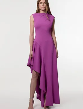 Women's Scuba Drama Ruffle Hem Woven Maxi Dress in Purple Size: 12 - Purple - Size: 12 - Karen millen - FashionsVida