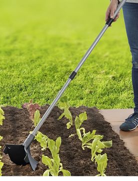 Gartenpflug inkl. Teleskopstiel, rückenschonender Pflug mit ausziehbarem Teleskopstiel