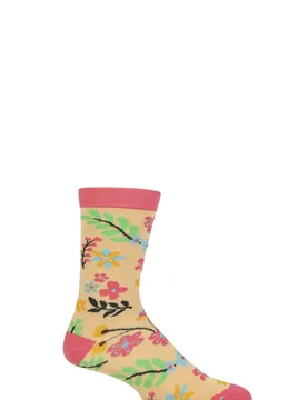 Pair Shared Earth Bamboo Floral Socks Multi 7-12 - Multi Coloured - Size: 7-12 - SockShop - FashionsVida