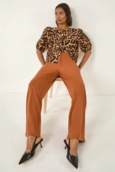 Wide Leg Premium Stretch Trousers - Orange - Size: 12